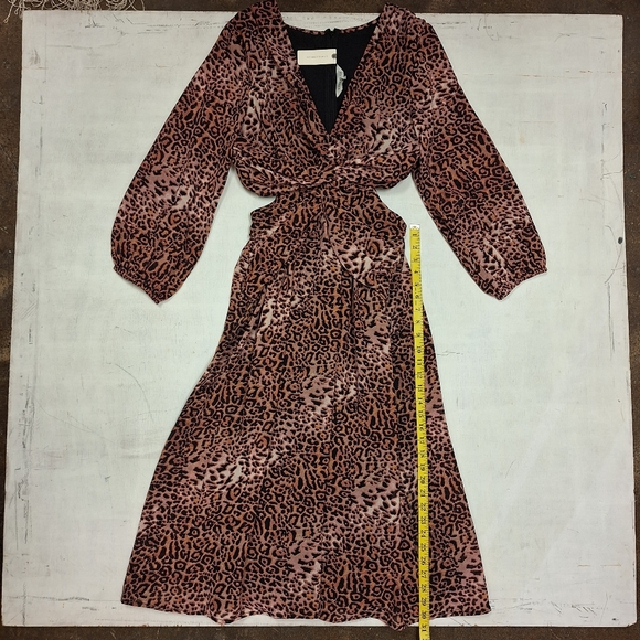 NWT Ranna Gill Anthropologie Animal Print Cutout Midi Dress - Picture 4 of 7